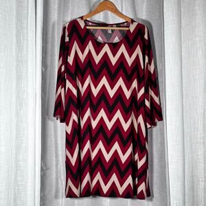 Tacera Chevron Dress Size 3X Geometric Modern Career Bold
